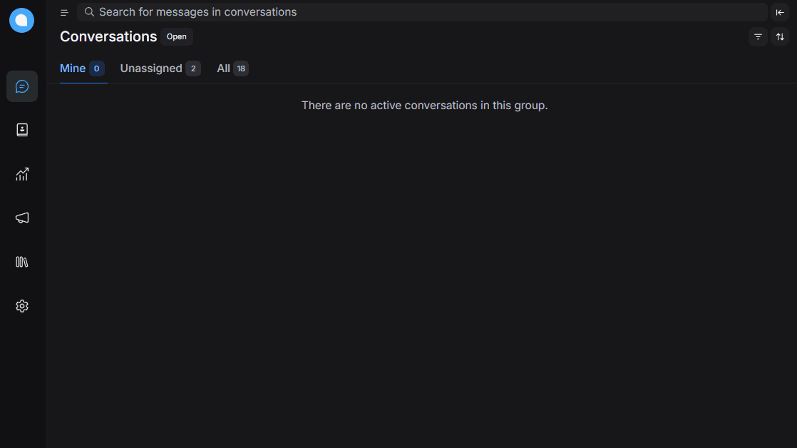 Unified shared inbox showing assigned, unassigned, and open conversations in one workspace